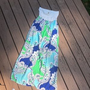 Anthropologie birdcage Strapless maxi dress